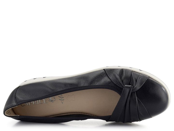 Caprice komfortní kožené baleríny Black 9-22163-42
