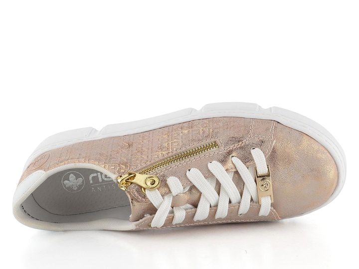 Rieker tenisky so zipsom Rosegold/Weiss N5917-90