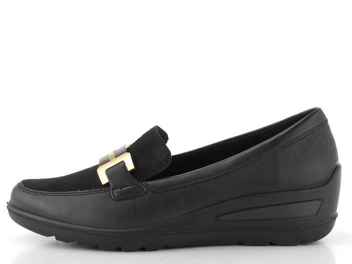 Ara širší polobotky na klínu Zürich Black 12-50609-01