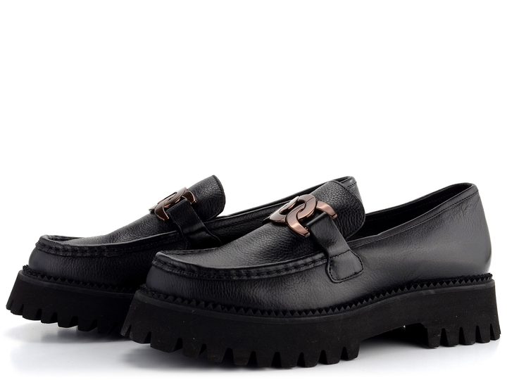 Ara kožené mokasíny na hrubé podešvi Amsterdam Black 12-56721-12