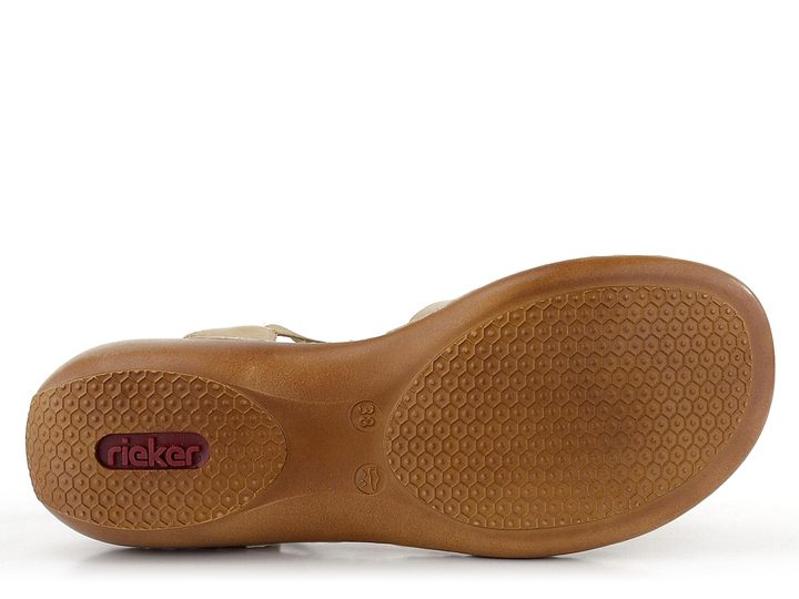 Rieker sandále s prepletanými pásikmi béžové s hadím vzorom 65918-63