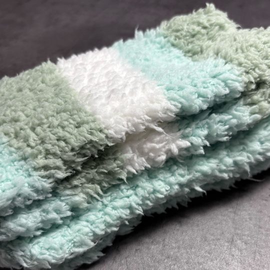 Dámské hebké žinylkové domácí ponožky 2 páry mátová/pruh