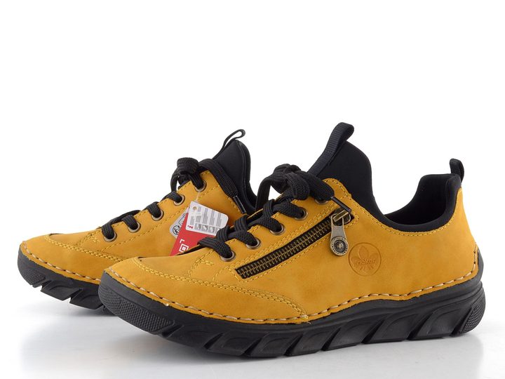 Rieker žlté šnurovacie dámske poltopánky 55073-68