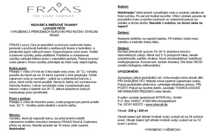 Fraas Silk & blended fabric/ prací prostředek pro hedvábí 240ml