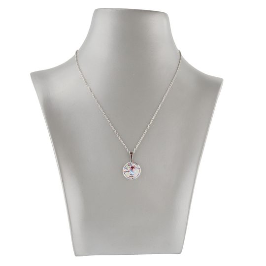 Náhrdelník kolečko s kameny Preciosa modrá/růžová