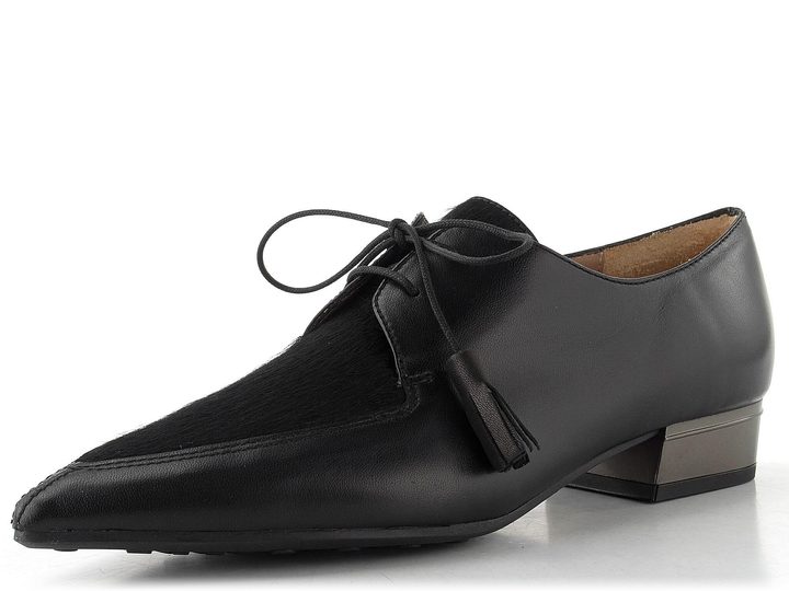 Hispanitas šněrovací polobotky na podpatku Ginebra black HI265156