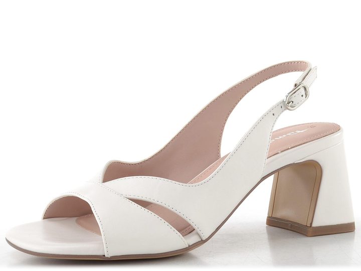 Tamaris sandály na na podpatku white leather 1-28218-46