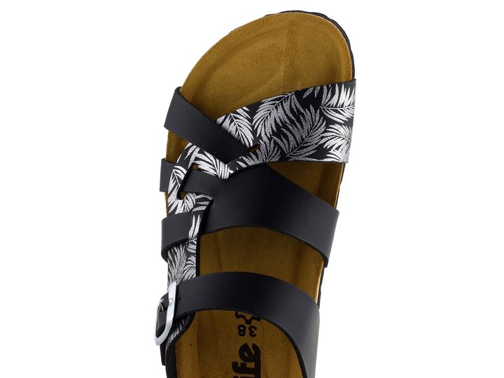 BIO Life fuzbetové pantofle černá/stříbrný potisk 0004.Valeria/683