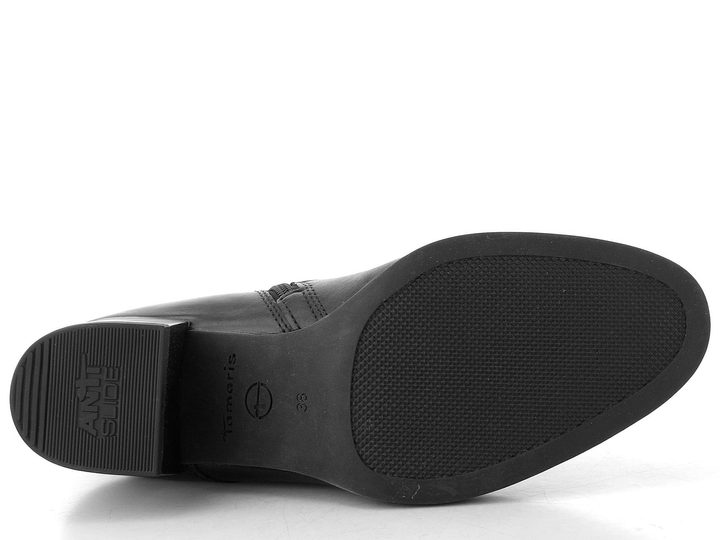 Tamaris kožený kotník na podpatku black 1-25131-43
