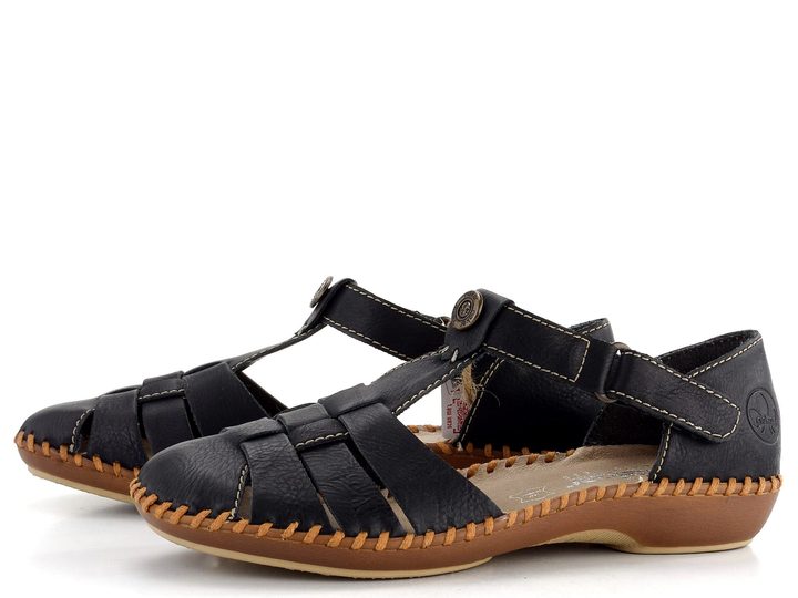 Rieker baleríny s priehlavkovým T-pásikom čierne M1675-00