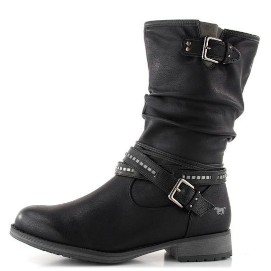 Mustang řasené polokozačky černé 1139-624-009