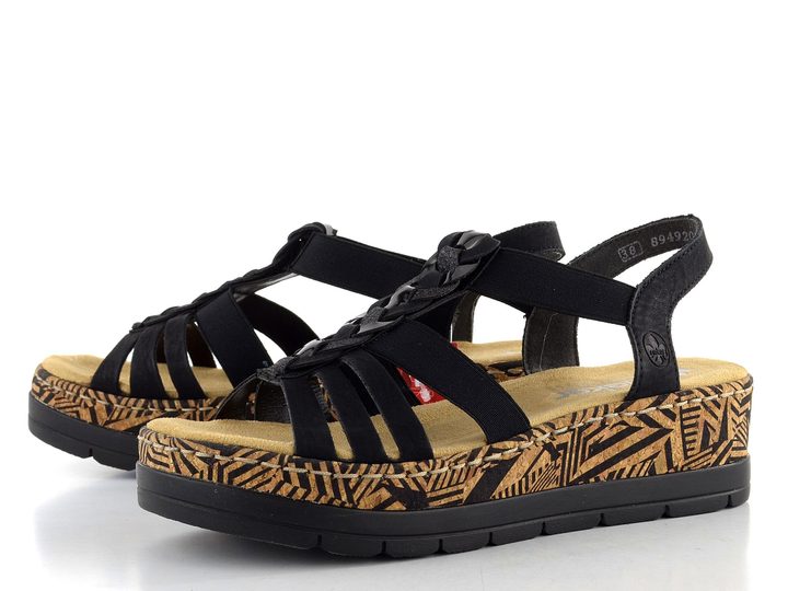 Rieker sandále na platforme čierne V3902-00