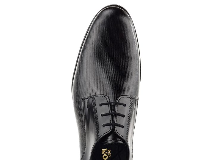 Barton celokožené čierne poltopánky s dezénom 52820