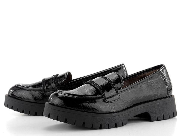 Bagatt lakované mokasíny černé s kamínky D35-AMF61-5764