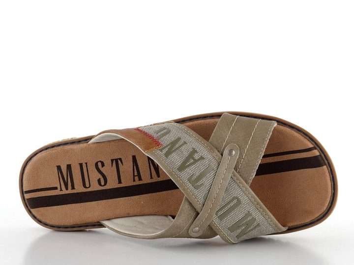 Mustang pánské pantofle s kříženými pásky taupe 4152-705-318