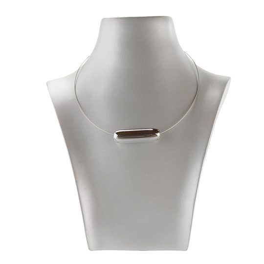 Náhrdelník/struna se skleněným válečkem kouřový+pokov