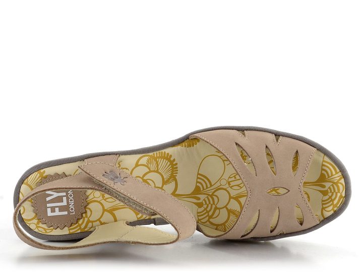 Fly London sandály na klínu béžové taupe Yazi P501479001