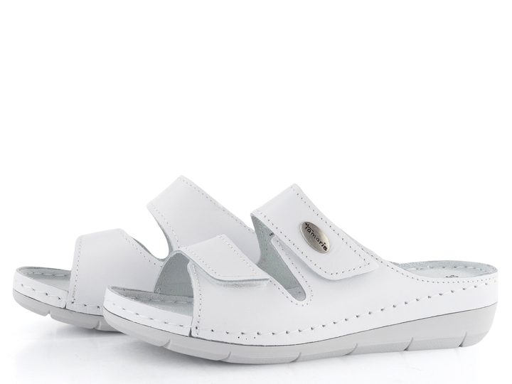 Tamaris fuzbetové pantofle White Leather 1-27510-41