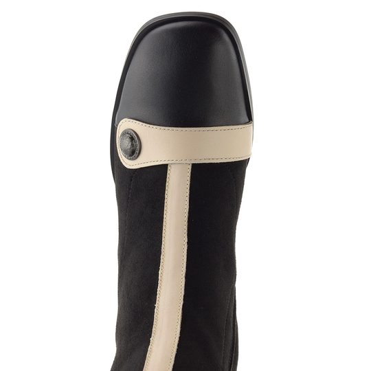 Hispanitas strečový zipový kotník na podpatku Marsella black/cream BHI254219