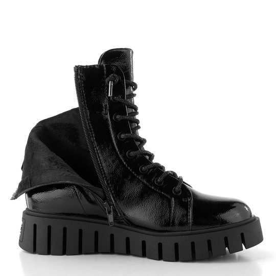 TT.BAGATT lakovaný zipový kotník na platformě černý D31-AO137-5700