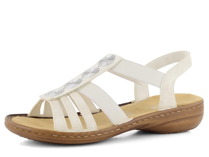 Rieker biele sandále s kruhmi 60870-80