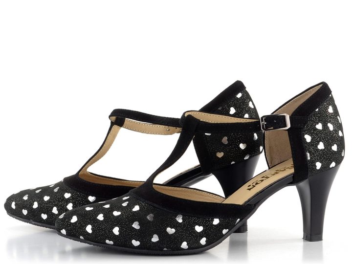 Barton čierne lodičky so striebornou potlačou