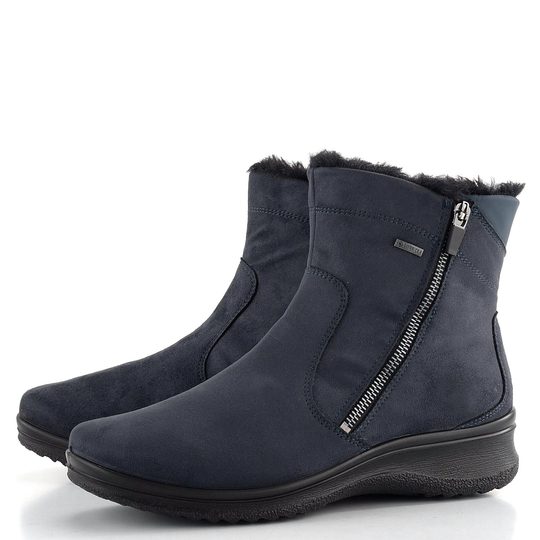 Ara širší kotník se zipem a membránou München Blau/Schwarz 12-48501-62