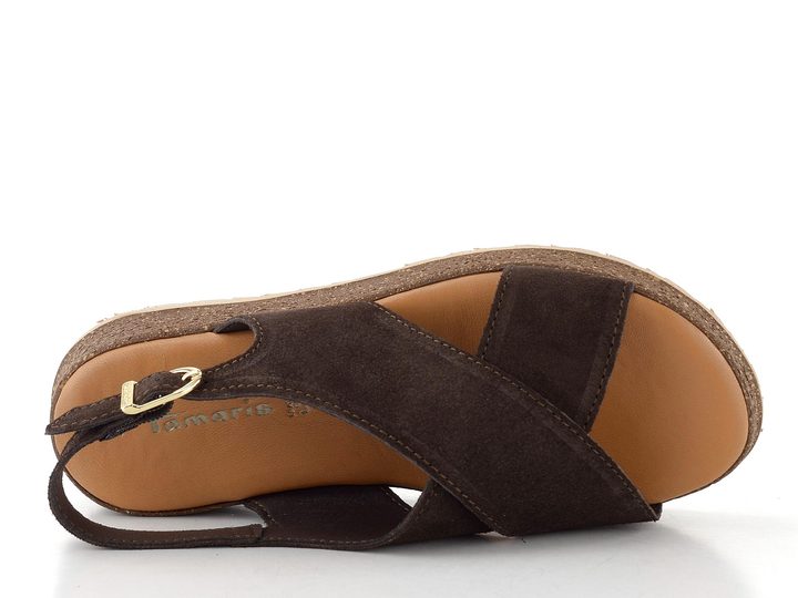 Tamaris kožené sandály na platformě mocca 1-28205-46