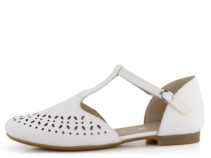 Remonte prerezávané baleríny s priehlavkovým T-pásikom biele D0K08-80