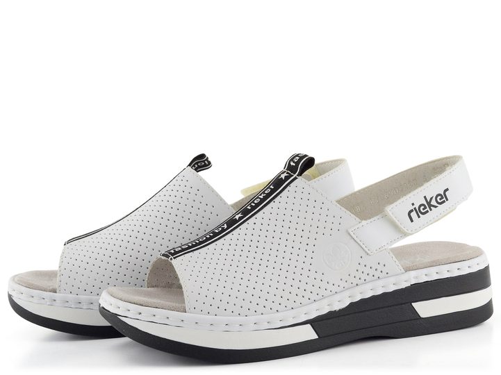 Rieker bílé sandály se širokým nártem V5915-80
