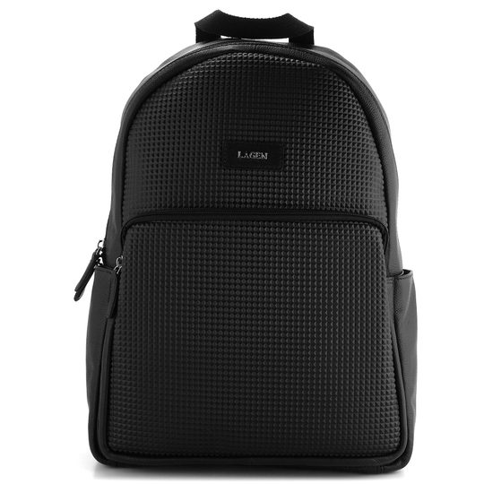 Pánský kožený batoh s plastickým vzorem černý BLC-23/1873