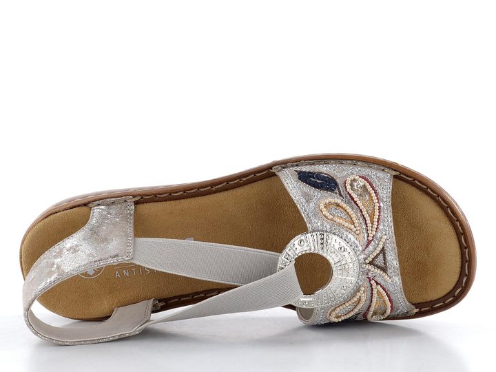 Rieker metalické sandále s gumičkou Rose-Metallic 608B4-90