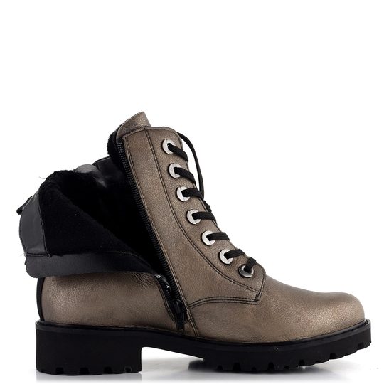 Remonte šněrovací kotník se zipem stříbrný D8671-91