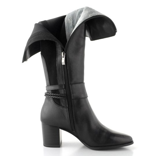 Caprice černé kozačky na podpatku 9-25501-45