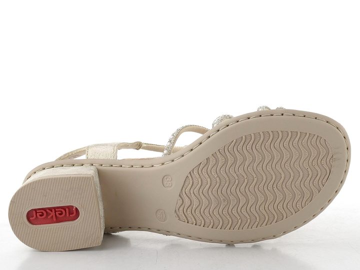 Rieker páskové sandály na podpatku beige-gold 64970-60