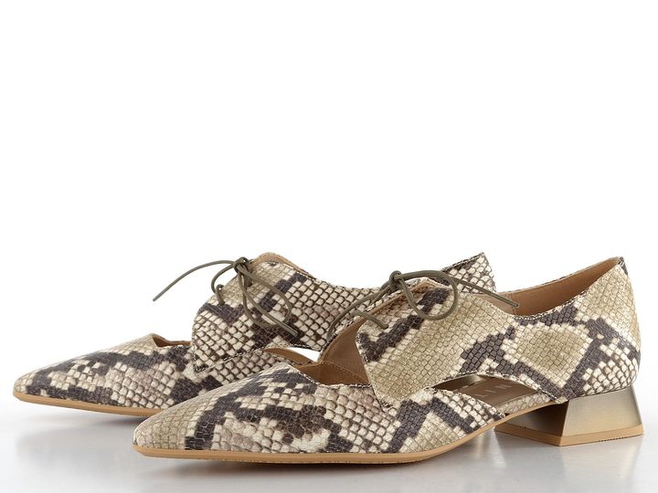 Hispanitas otevřené šněrovací polobotky na podpatku Taupe HV253858