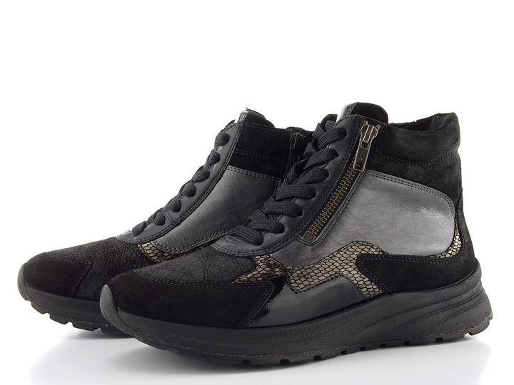 Gabor široký šněrovací kotník se zipem black/dark-grey 8004.01.001