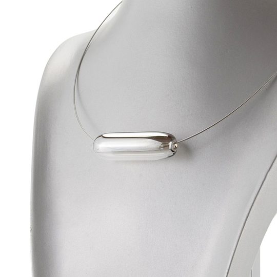 Náhrdelník/struna se skleněným válečkem kouřový+pokov