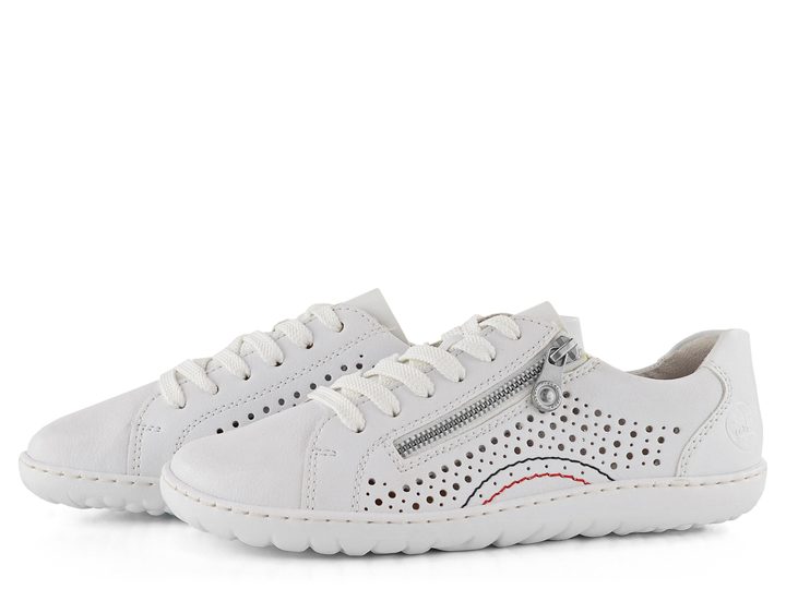 Rieker vzdušné šněrovací polobotky se zipem bílé 52824-80