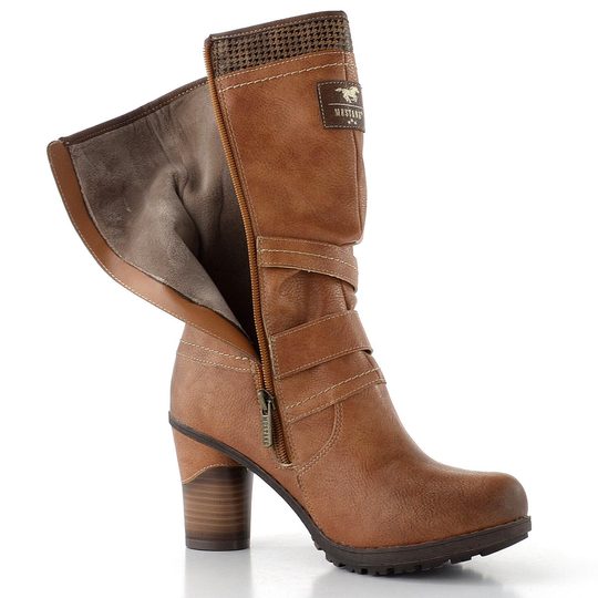 Mustang polokozačky na podpatku cognac 15M0162001