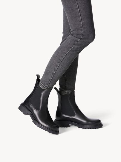 Tamaris černý kožený chelsea kotník 1-25427-41