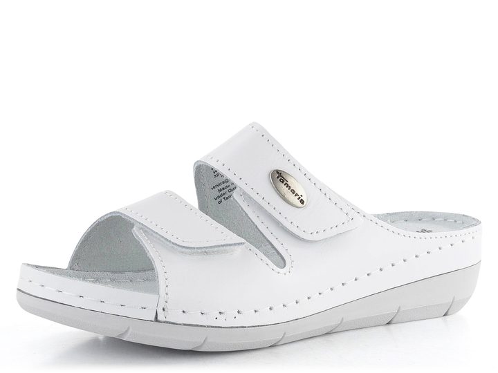 Tamaris fuzbetové pantofle White Leather 1-27510-41