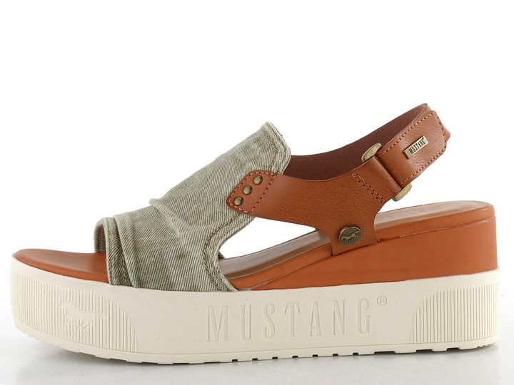 Mustang sandály na platformě s klínkem jeansgruen 1459-804-716