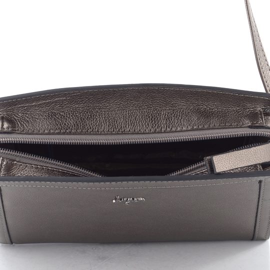 Dámská menší kožená kabelka dk. silver LG025M