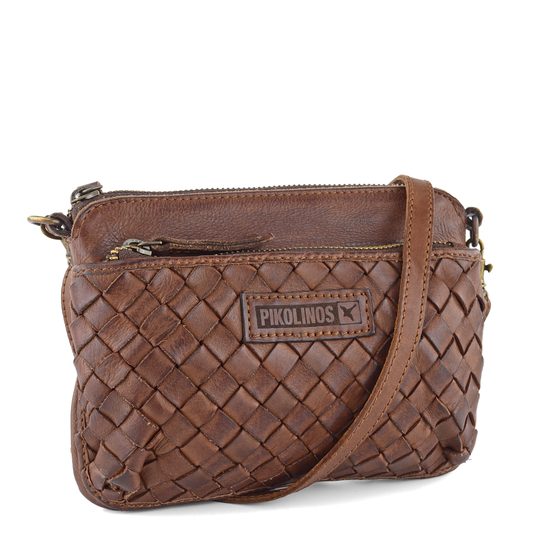 Pikolinos malá crossbody kabelka prepletaná Cognac WHA-029