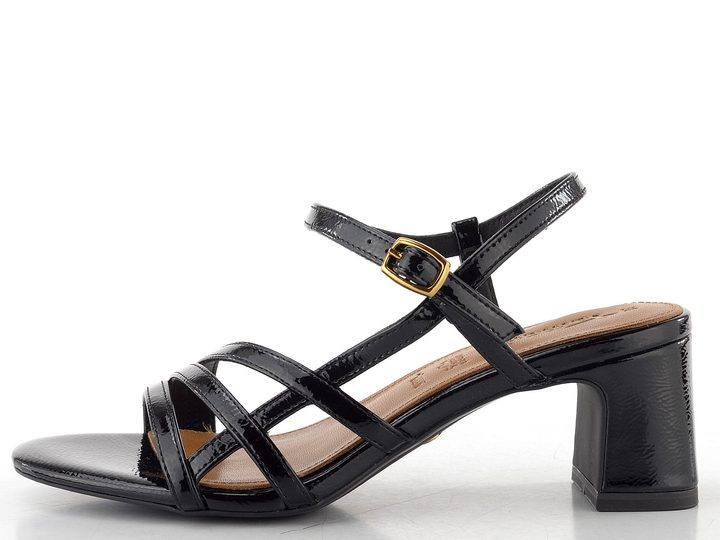 Tamaris lakované sandály na podpatku black patent 1-28350-46