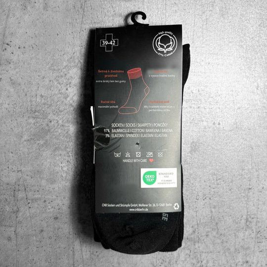 Pánské bavlněné ponožky se zdravotním lemem černé 3 páry