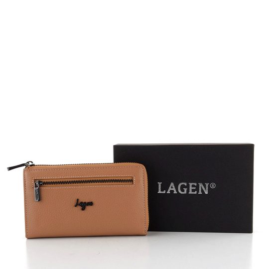 Dámská kožená zipová peněženka nude 70608