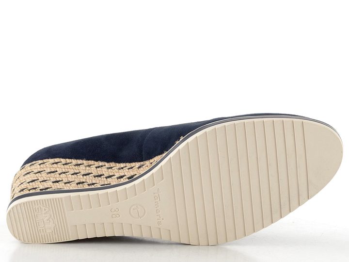 Tamaris kožené lodičky na klínu navy 1-22303-42