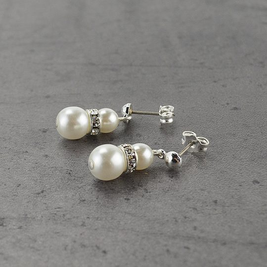 Náušnice visací ze skleněných perliček a krystal kamínků